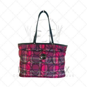 Coach Poppy Tartan Plaid Glam Glitter XL Shoulder Bag (Limited Edition)